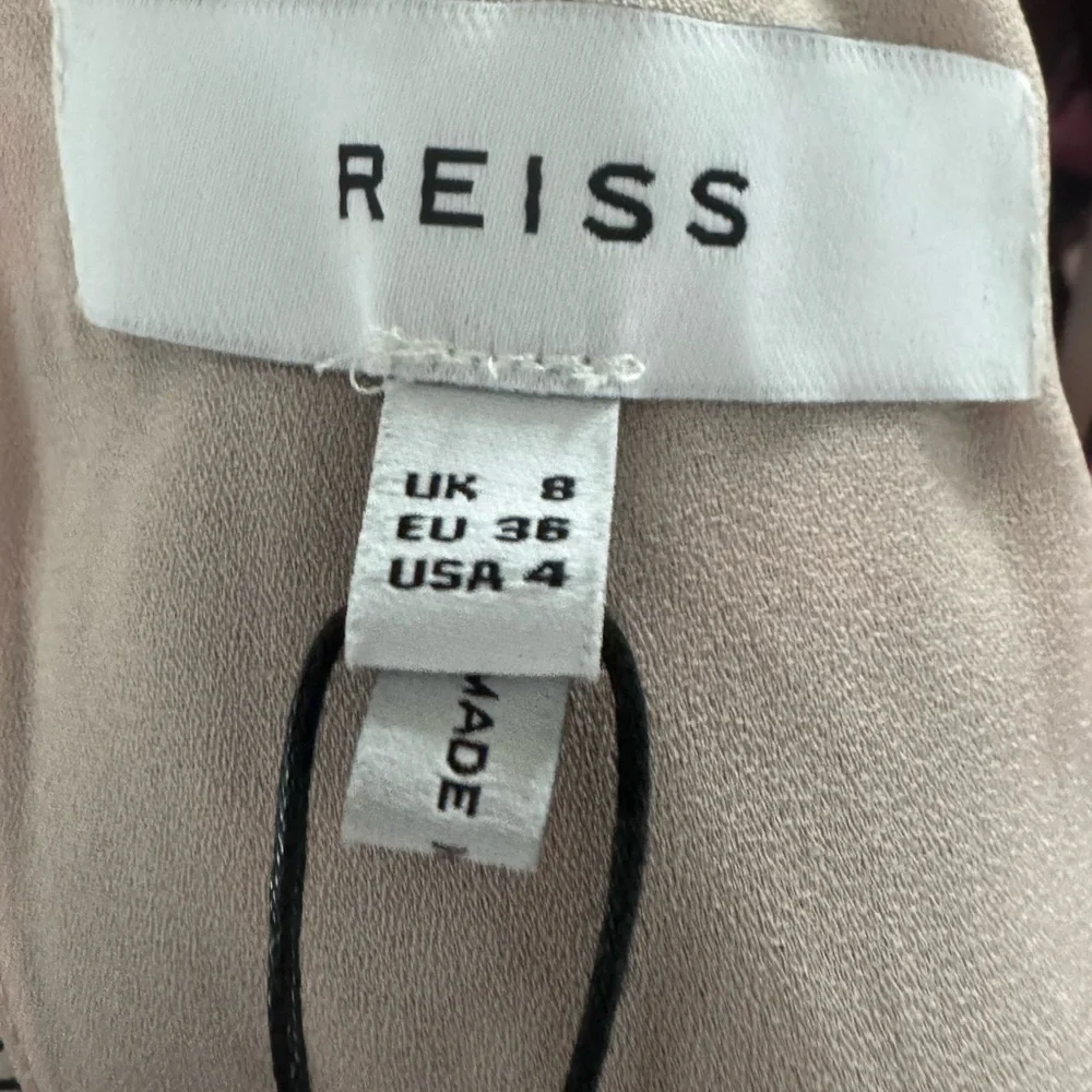 Reiss Josephine Pink Plum Floral Dress W/Pockets Size 4 NWT $320